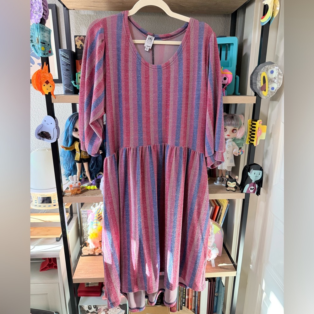 Altar Houseline - Sparkly Striped Pink and Blue Dress - fits like an XL!